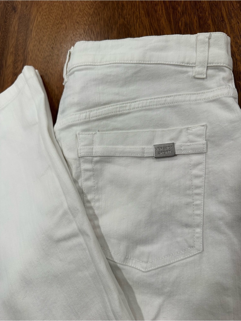 Vintage 00 Versace Sport White Flare Denim Jeans Medusa Made In Italy Size 26x29